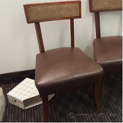 Rustic Brown Leather and Wood Guest Side Chair